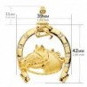 18K COLGANTE HERRADURA CIRCONITAS CON CABALLO 42 X 39 MM