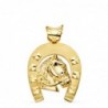 18K COLGANTE ORO AMARILLO HERRADURA CON CABALLO. 44 X 39 MM