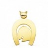 18K COLGANTE ORO AMARILLO HERRADURA CON CABALLO. 44 X 39 MM