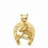 18K COLGANTE ORO AMARILLO HERRADURA CON CABALLO. 40 X 34 MM