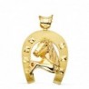 18K COLGANTE ORO AMARILLO HERRADURA CON CABALLO. 48 X 40 MM