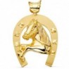 18K COLGANTE DE HERRADURA CON CABALLO. 60 X 50 MM