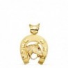 18K COLGANTE ORO AMARILLO HERRADURA CON CABALLO 36 X 32 MM