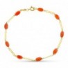 18K PULSERA ORO AMARILLO ENTREPIEZA RECTANGULAR CORAL FINO JAPONES