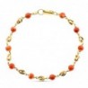 18K PULSERA ORO AMARILLO CON JAULAS Y CORAL FINO JAPONES 5 MM. 20 CM