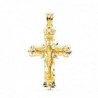18K CRUZ ORO AMARILLO FILIGRANA CON CRISTO TALLADA. 36 X 24 MM