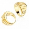 18K SELLO ORO AMARILLO MEDUSA CON CIRCONITAS. LATERAL ESCALONADO. ANCHO: 19 MM