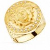 18K SELLO ORO AMARILLO MEDUSA CON CIRCONITAS. LATERAL GRECA. ANCHO: 19 MM