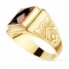 18K SELLO CUADRADO ORO MACIZO CON PIEDRA SPINEL RUBI TALLA DAMERO 12X12 MM