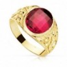 18K SELLO CABALLERO TALLADO ORO MACIZO PIEDRA SPINEL RUBI OVAL DAMERO 12 X10 MM