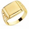 18K SELLO ORO AMARILO CON TALLADOS LATERALES. CABEZA RECTANGULAR: 11 X 10 MM
