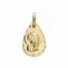 18K MEDALLA ORO AMARILLO VIRGEN NIÑA LAGRIMA TALLADA 19 X 11 MM.