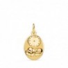 18K MEDALLA OVAL NIÑO DE LA HORA CON RELOJ BRILLO Y MATE. 19 X 12 MM