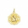 18K MEDALLA ANGELITO BURLON CALADA. 17 X 14 MM.