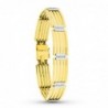 18K PULSERA ORO BICOLOR BARRAS Y CIRCONITAS.