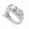 18K SORTIJA ORO BLANCO PIEDRA Y CIRCONITAS 8 X 6 MM