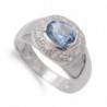 18K SORTIJA ORO BLANCO PIEDRA COLOR AGUA MARINA Y CIRCONITAS