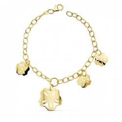 18K PULSERA CADENA Y FLOR....