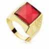 18K SELLO ORO AMARILLO CABALLERO RUBI SPINELTALLADO