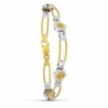 18k PULSERA ORO BICOLOR CIRCONITAS FLOR Y CIRCONITAS