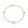18K PULSERA ORO AMARILLO PERLAS Y ESMALTE GATO 18 CM