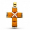 18K CRUZ ORO AMARILLO CORAL FINO. 45 X 29 MM.