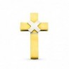 18K CRUZ ORO BICOLOR HUECA MATE Y BRILLO 21 X 13MM.