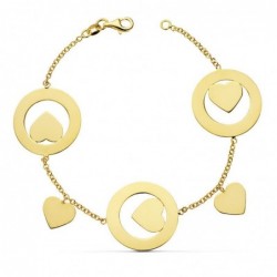 18K PULSERA ROLO CORAZONES...