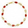 18K PULSERA ORO AMARILLO CON JAULAS Y CORAL FINO JAPONES. 19 CM