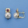 18K PENDIENTES MEDIA PERLA. 15 X 8 MM.