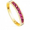 18K SORTIJA ORO AMARILLO 9 CIRCONITAS ROJAS. ANCHO CUERPO: 3,5 MM