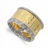 18K SORTIJA ORO BICOLOR MATE Y BRILLO CON BORDE DE CIRCONITAS