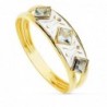 18K SORTIJA 2 HILOS BICOLOR PIEDRAS. 3MM