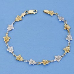 18K PULSERA BICOLOR FLORES....