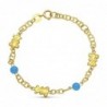 18K PULSERA ORO AMARILLO OSOS Y TURQUESAS 14 CM