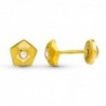 18K PENDIENTES ORO AMARILLO PENTAGONO. 5 X 5 MM.