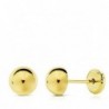 18K PENDIENTES ORO AMARILLO MEDIA BOLA LISA. 6 MM. TUERCA