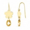 18K PENDIENTES ORO AMARILLO FLOR PIEDRA TOPACIO 10 X 7 MM