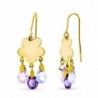 18K PENDIENTES ORO AMARILLO LARGO FLOR 3 PIEDRAS COLOR RS-AT-MA