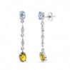 18K PENDIENTES ORO BLANCO PIEDRAS AGUA MARINA Y TOPACIO AMBAR