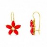 18K PENDIENTES ORO AMARILLO LARGOS FLOR CORALES 6 X 3MM CIRCONITA