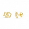 18K PENDIENTES ORO AMARILLO ESTRELLA Y FLOR. 9 X 6 MM.