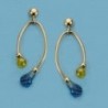 18K PENDIENTES LARGOS CON PIEDRAS. PRESION