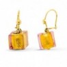 18K PENDIENTES ORO AMARILLO MURANO CUBO. 26 X 10 MM. CIERRE GANCHO