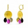 18K PENDIENTES ORO AMARILLO MOTIVO REDONDO Y PIEDRAS COLORES. 44 X 18 MM
