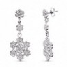 18K PENDIENTES ORO BLANCO CIRCONITAS FLORES. 36 X 14 MM. CIERRE PRESION