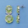 18K PENDIENTES ORO BLANCO PIEDRA COLOR. 28 X 12 MM