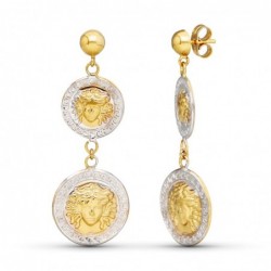 18K PENDIENTES ORO BICOLOR...