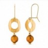 18K PENDIENTES LARGOS ORO AMARILLO REDONDOS PERLA COLOR. 44 X 15 MM