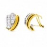 18K PENDIENTES ORO BICOLOR BANDAS Y CIRCONITAS